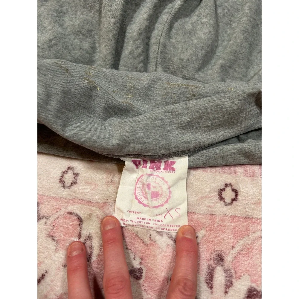 Y2K RARE‎ Victoria's Secret PINK Gray Foldover Waist Velour Pants Flare Leg XS - Picture 6 of 11